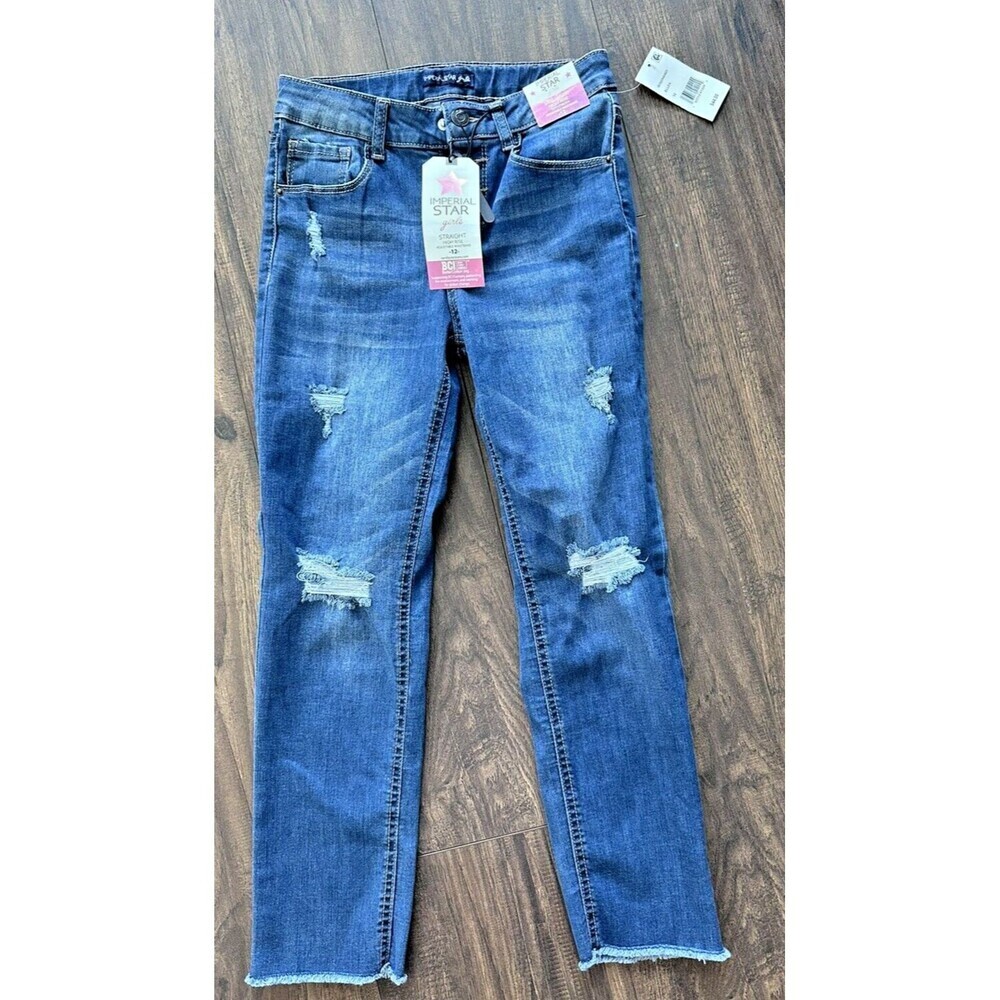 Imperial Star Big Girls straight high rise soft stretch adjustable waistband 12